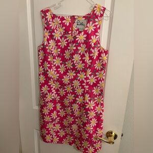 🌼 RARE Vintage Y2K Lilly Pulitzer Pink White Daisy Print Shift Dress 8 Like New
